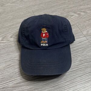 Polo Ralph Lauren Hat Strap Back One Size Blue Polo Bear Embroidered Mens USA